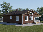 Одноэтажный дом из бруса шале 11х12 с котельной Бажен