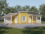 Современный одноэтажный дом из бруса 5х8 с террасой Агидель