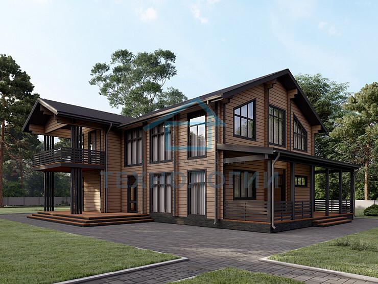 Двухэтажный дом из бруса 14х16 проект Жилена