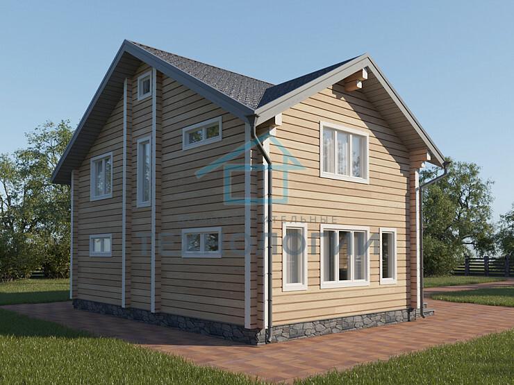 Дом шале из бруса в 1,5 этажа 11х11 с террасой Сения