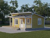 Современный одноэтажный дом из бруса 5х8 с террасой Агидель