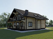 Дом шале из бруса в полтора этажа 9х11 с террасой Орислав