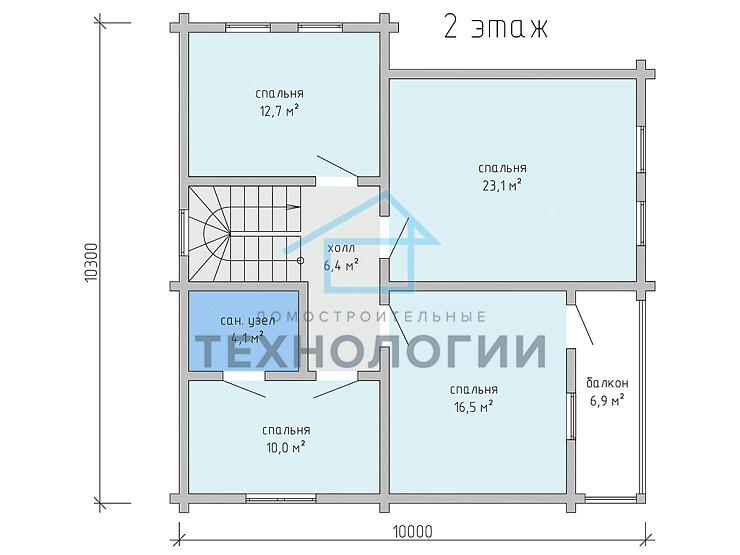 Дом шале из бруса полутораэтажный 10х10 с котельной Владияр
