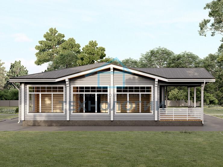 Одноэтажный дом из бруса 13х18 проект Ипатий