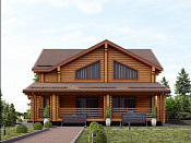 Дом шале из бруса в полтора этажа 1х10 с террасой Миродар