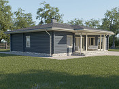 Скандинавский одноэтажный дом из бруса 10х15 с террасой Бана