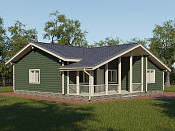 Одноэтажный дом шале из бруса 11х11 с котельной Цицилия