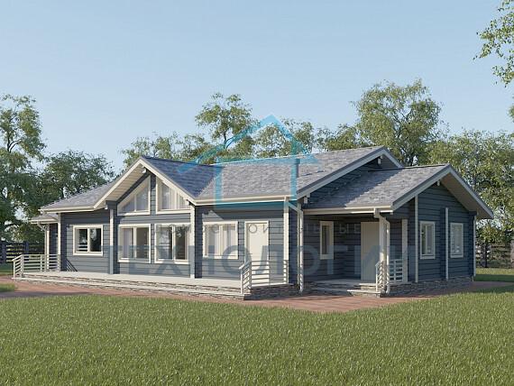 Скандинавский одноэтажный дом из бруса 10х20 с террасой Франа