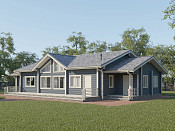 Скандинавский одноэтажный дом из бруса 10х20 с террасой Франа