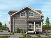 Скандинавский двухэтажный дом из бруса 12х16 с террасой Воин