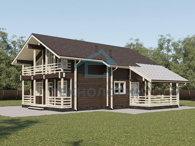 Дом шале из бруса в полтора этажа 10х11 с котельной Хотомир