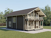 Дом шале из бруса в полтора этажа 10х11 с котельной Хотомир