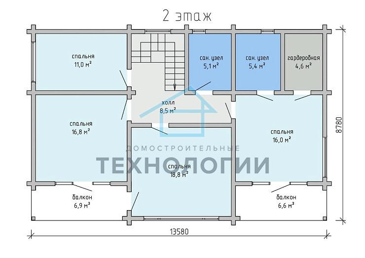 Двухэтажный дом из бруса 8х13 проект Забела