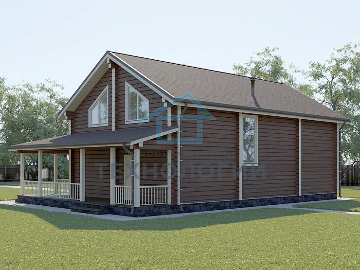 Дом шале из бруса в полтора этажа 9х13 с котельной Отрада