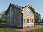 Дом шале из бруса в 1,5 этажа 11х11 с террасой Сения