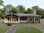 Одноэтажный дом из бруса 13х18 проект Донат