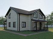 Дом шале из бруса в 1,5 этажа 9х12 с террасой Санда