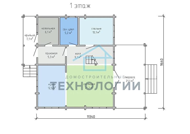 Дом шале из бруса в 1,5 этажа 10х12 с котельной Заслава