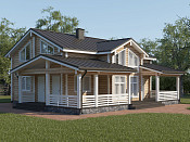 Дом шале из бруса полутораэтажный 9х12 с котельной Трейда