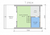 Одноэтажный каркасный дом 6х7 проект Див