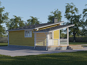 Современный одноэтажный дом из бруса 5х8 с террасой Агидель