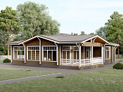 Одноэтажный дом из бруса 13х18 проект Донат