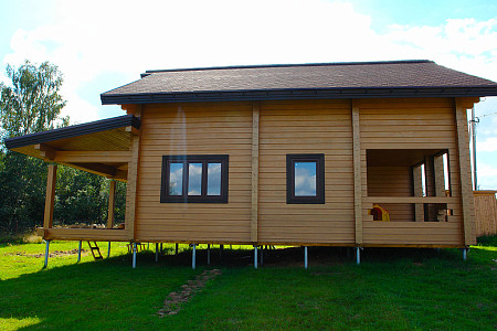 Дом шале из бруса с сауной полутораэтажный 10х11 Мира