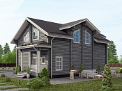 Скандинавский двухэтажный дом из бруса 12х16 с террасой Воин