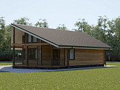 Дом шале из бруса в полтора этажа 10х11 с террасой Вея