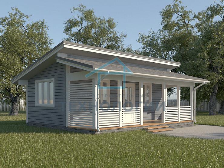 Современный одноэтажный дом из бруса 4х8 с террасой Богдан