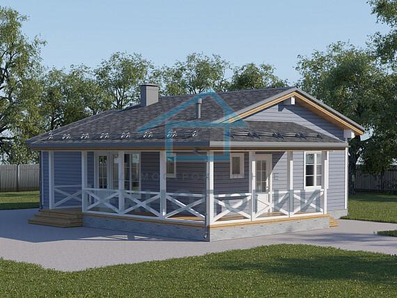 Скандинавский одноэтажный дом из бруса 8х11 с террасой Ярина