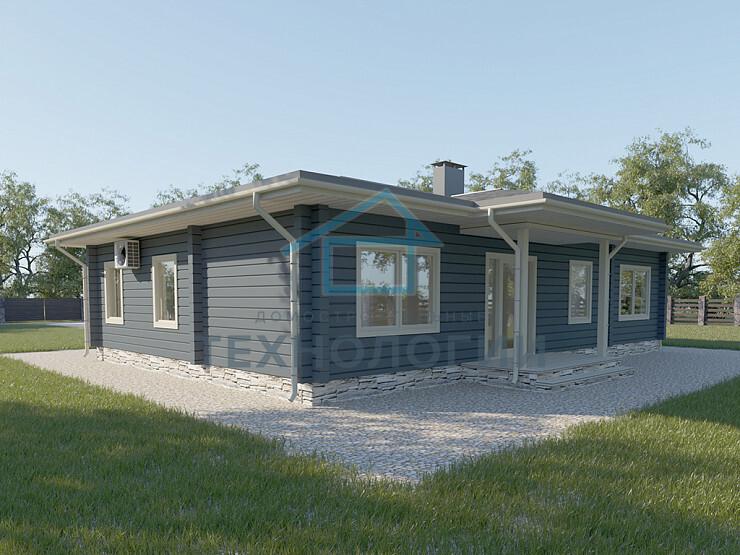 Скандинавский одноэтажный дом из бруса 10х15 с террасой Бана