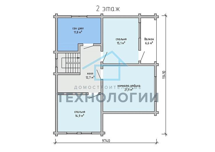 Двухэтажный дом из бруса 9х11 проект Зарена