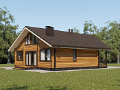 Дом шале из бруса в полтора этажа 10х11 с террасой Вея