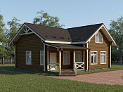 Дом шале из бруса с сауной в 1,5 этажа 9х10 Медея