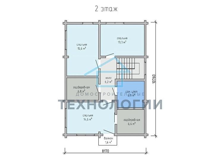 Скандинавский двухэтажный дом из бруса 8х11 с котельной Милад