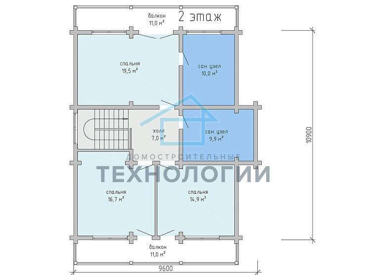 Дом шале из бруса в полтора этажа 10х11 с котельной Хотомир