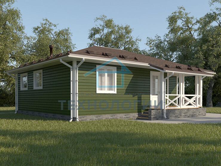 Одноэтажный дом из бруса шале 8х11 с котельной Чипрана