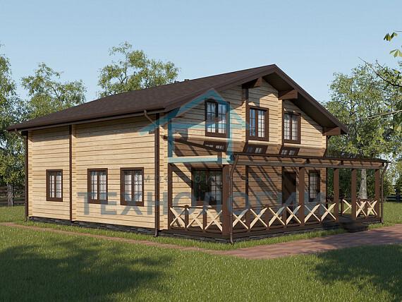 Дом шале из бруса с сауной полутораэтажный 10х11 Мира