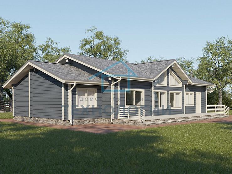 Скандинавский одноэтажный дом из бруса 10х20 с террасой Франа