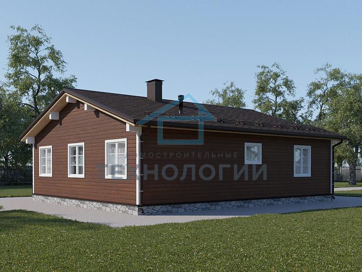 Одноэтажный дом из бруса шале 11х12 с котельной Бажен