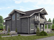Скандинавский двухэтажный дом из бруса 12х16 с террасой Воин