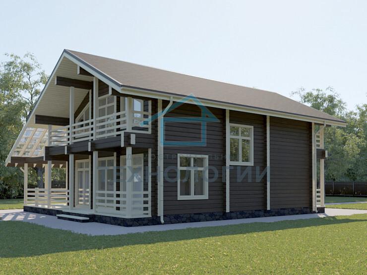 Дом шале из бруса в полтора этажа 10х11 с котельной Хотомир