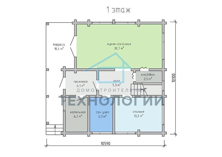 Двухэтажный дом из бруса 10х11 с котельной Полада