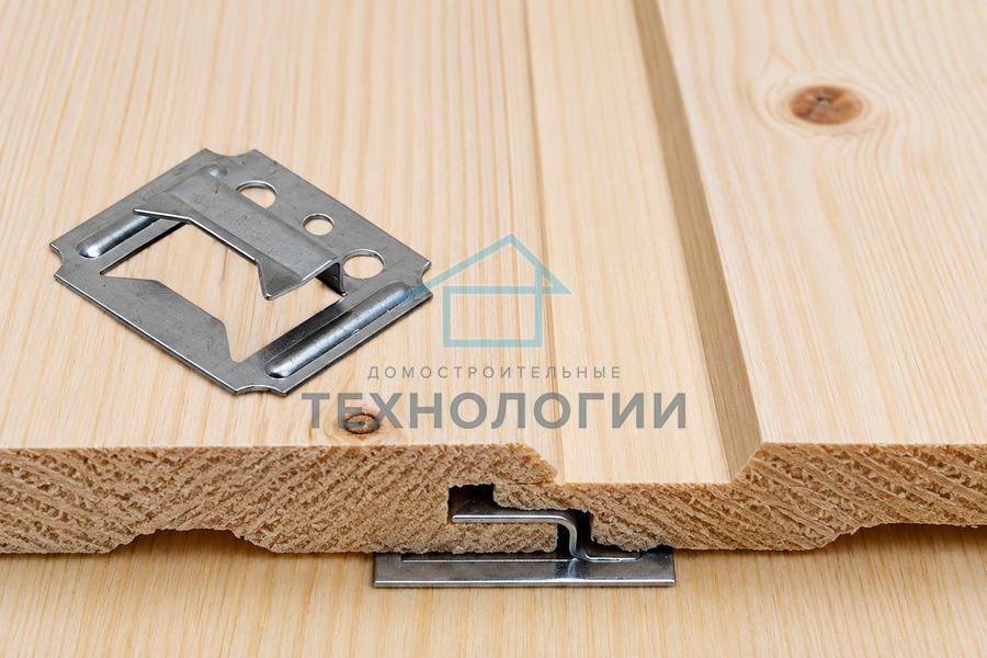 Кляймер и саморез для скрытого монтажа евровагонки