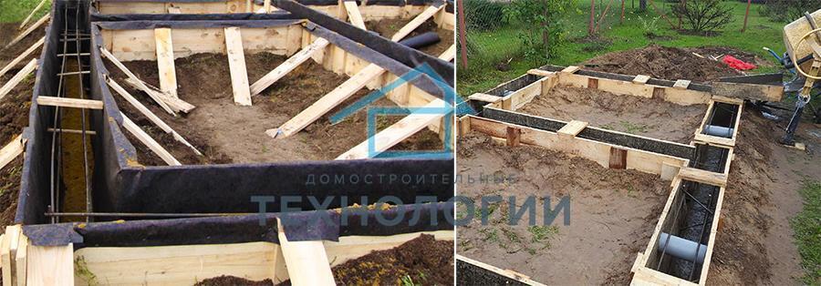 Фото 2. Деревянная опалубка, армирование металлом и установка пластиковых "гильз" для продухов