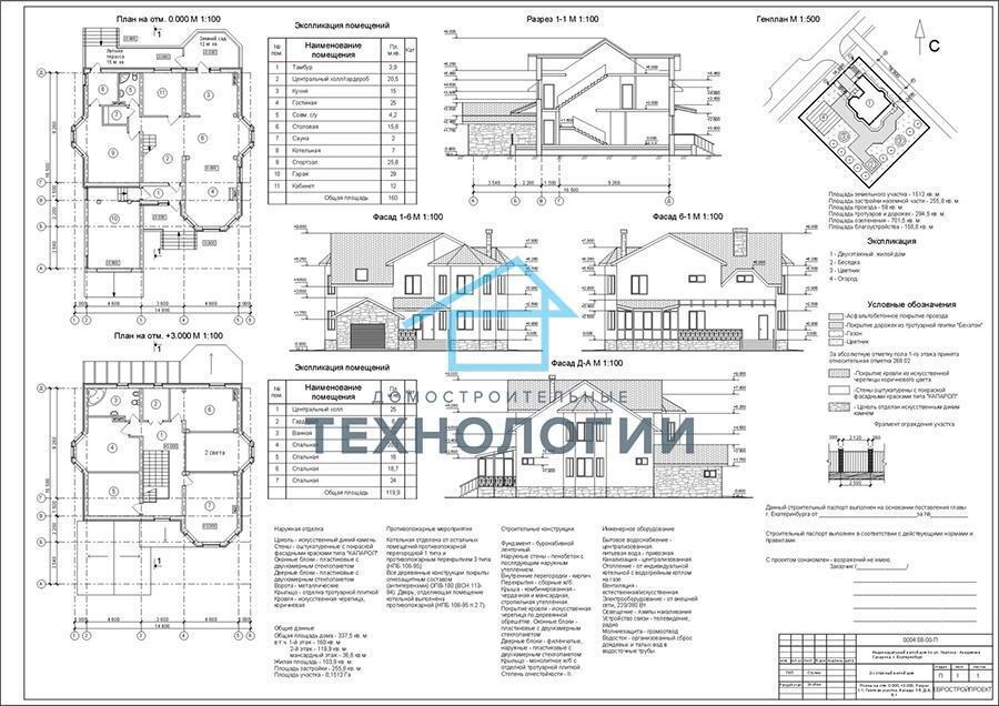 Фото 4. Строительный план для проекта дома из газобетона