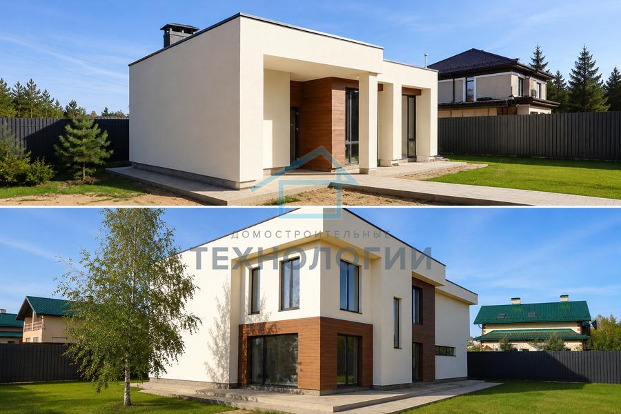 Дом из газобетона с плоской кровлей